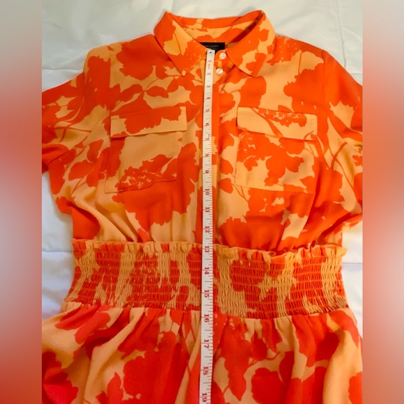 NWOT-Halogen X Atlantic Pacific ‘Coral Cathy Floral’ Smocked Utility Dress-Small - Picture 13 of 15